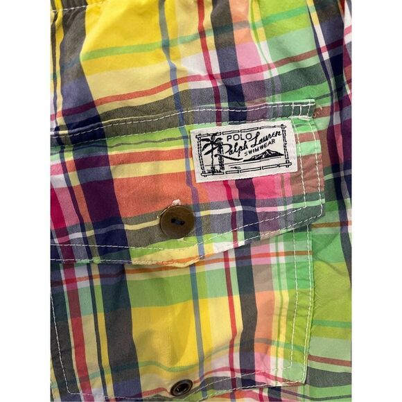 Polo Ralph Lauren Yellow Easter Plaids Bostd Shorts Swim Trunks sz EUC - Picture 5 of 6